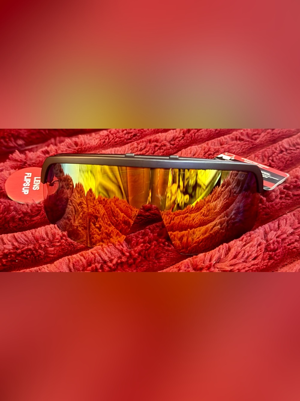 🕶️Rawlings Black Frame Sunglasses with Yellow-Orange Mirrored Flip Up Lens